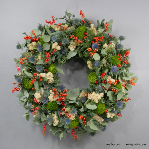 Wieniec rzymski, średnica ok. 80 cm - inwencja florysty Wieniec rzymski, średnica ok. 80 cm - inwencja florysty