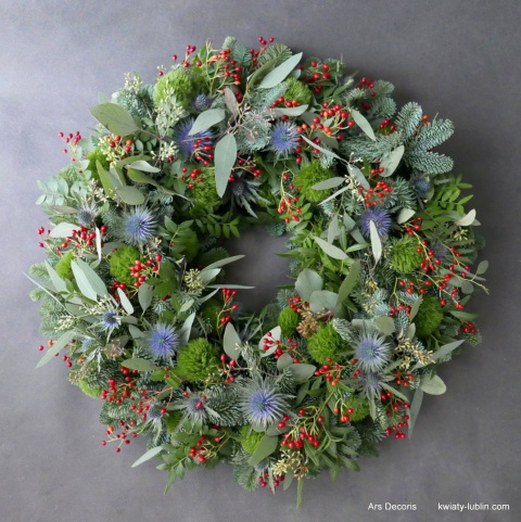 Wieniec rzymski, średnica ok. 80 cm - inwencja florysty Wieniec rzymski, średnica ok. 80 cm - inwencja florysty